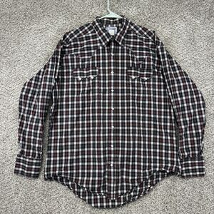 VTG Tru-West Rockmount Ranch Wear Pearl Snap Shirt Men L Plaid Diamond Pearls